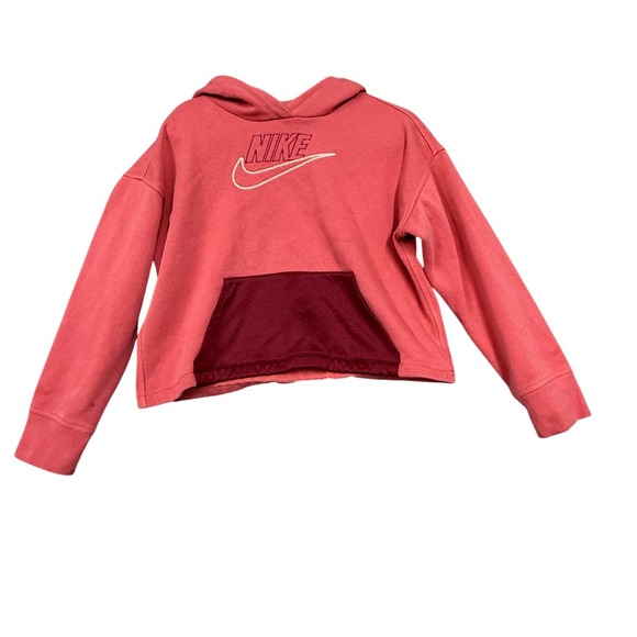 Nike Other - Nike Hoodie Girls XL Pink Fleece Cropped Pullover Swoosh‎ Logo DM8888-622
